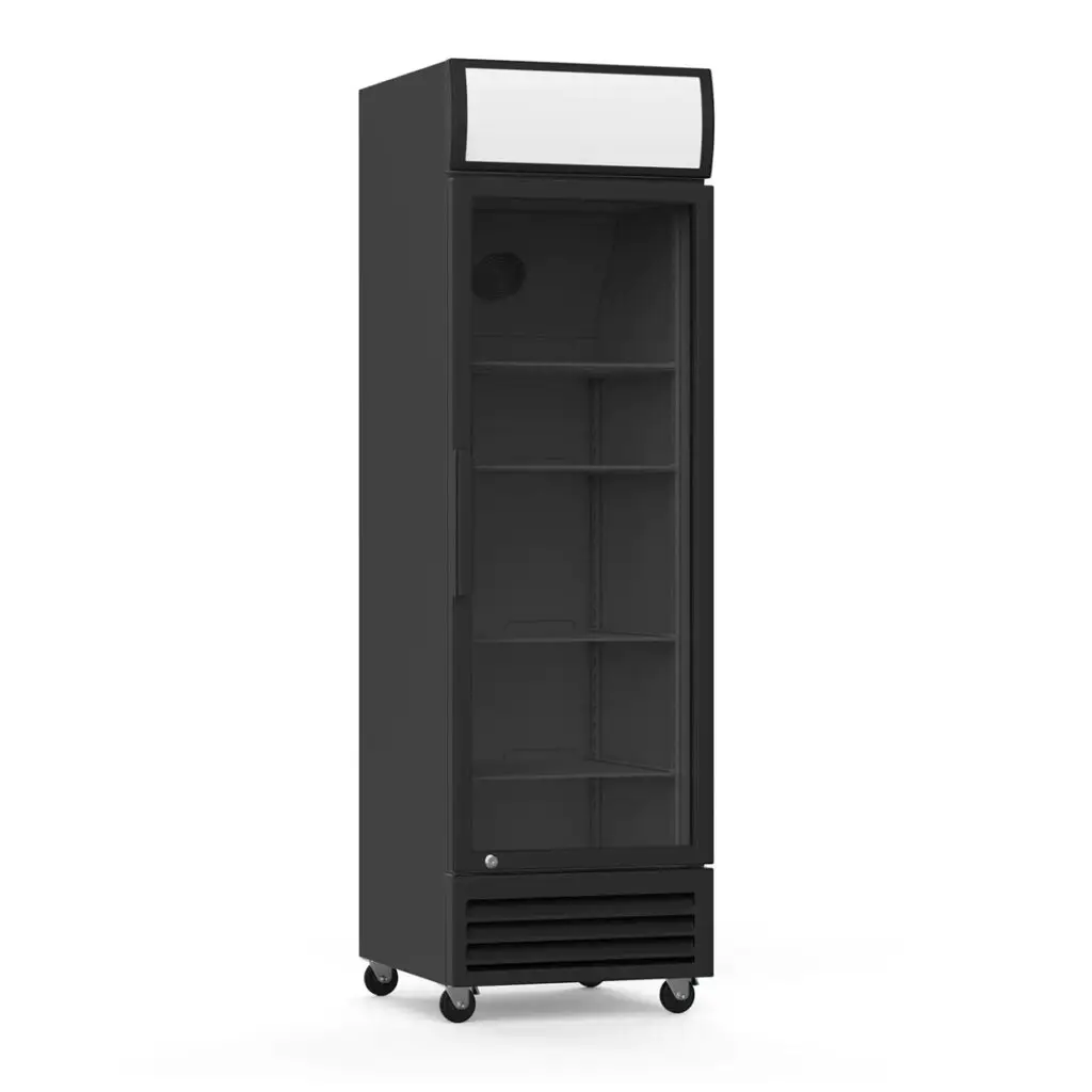 Gastro-Kühlschrank Glastür, 360 Liter, schwarz